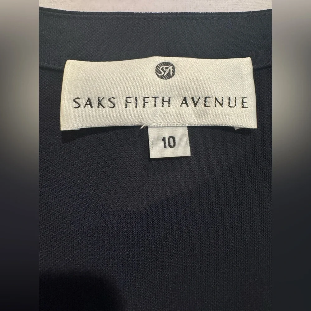 Saks Fifth Avenue 2 Piece Black Formal Dress & 1 Button Cardigan 10 Vintage VGC - Picture 14 of 16